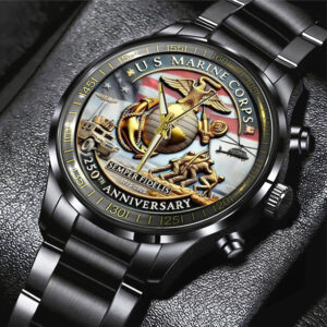 US Marine Corps Black Stainless Steel Watch - MAITM 12180