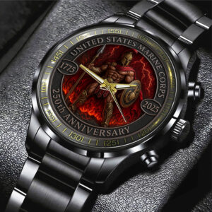 US Marine Corps Black Stainless Steel Watch - MAITM 12331