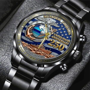 US Marine Corps 250th Anniversary Black Stainless Steel Watch - TMTHU1077