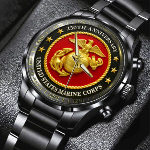 US Marine Corps 250th Anniversary 2025 Black Stainless Steel Watch - TMTHU1102
