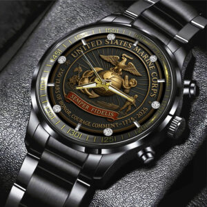 US Marine Corps 250th Anniversary Black Stainless Steel Watch - TMTHU693