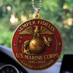 US Marine Corps Custom Shape 2-sided Acrylic Car Ornament – HOATT13445