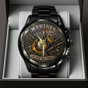 US Marine Corps Black Stainless Steel Watch - TANTN16497