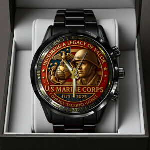 US Marine Corps Black Stainless Steel Watch - TANTN15977