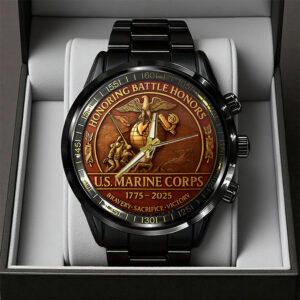 US Marine Corps Black Stainless Steel Watch - TANTN15978