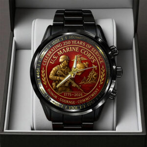 US Marine Corps Black Stainless Steel Watch - TANTN15979