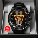 Personalized Washington Commanders Black Stainless Steel Watch - TANTN16032