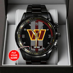 Personalized Washington Commanders Black Stainless Steel Watch - TANTN16032