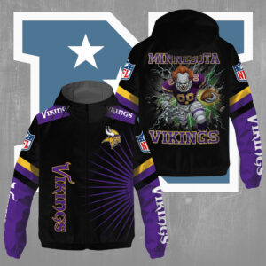 Minnesota Vikings x Pennywise 3D Windbreaker Jacket - TMTHU796
