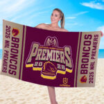Brisbane Broncos 2025 Premiers Rectangle Beach Towel - MAITM13253