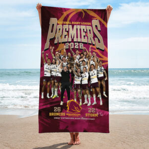 Brisbane Broncos Rectangle Beach Towel - TMTHU1461