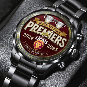Brisbane Lions Black Stainless Steel Watch - TMTHU1398
