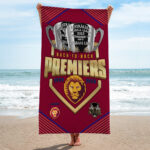 Brisbane Lions Back To Back AFL Premiers Rectangle Beach Towel - TMTHU1449