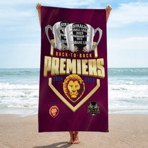 Brisbane Lions Back To Back Premiers Rectangle Beach Towel - TMTHU1455