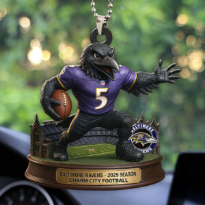 Baltimore Ravens 2025 Season Custom shape 2-sided Acrylic Car Ornament - HOATT13661