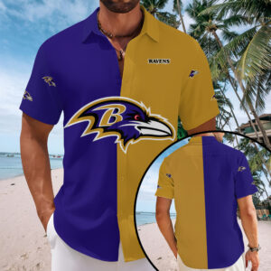 Baltimore Ravens Short Sleeve Button-Down Shirt - MAITM13547