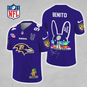Baltimore Ravens x Bad Bunny 3D Football Jersey - MAITM13301