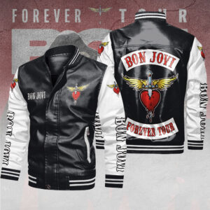 Bon Jovi Leather Bomber Jacket - TANTN18016