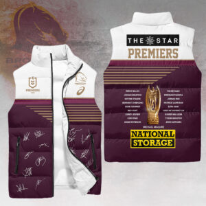 Brisbane Broncos 2025 NRL Premiers 3D Sleeveless Down Jacket - HOATT14028
