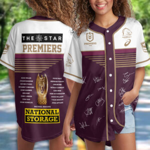Brisbane Broncos 2025 NRL Premiers Baseball Jersey - HOATT14057