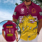 Brisbane Broncos 2025 NRL Premiers Short Sleeve Button-Down Shirt - HOATT13927