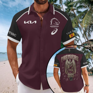 Brisbane Broncos 2025 Premiers Short Sleeve Button-Down Shirt - MAITM13298