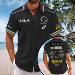 Brisbane Broncos 2025 Premiers Short Sleeve Button-Down Shirt - MAITM13460