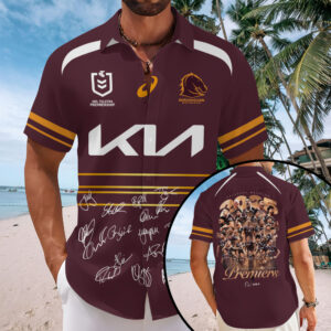 Brisbane Broncos 2025 Premiers Short Sleeve Button-Down Shirt - MAITM13598