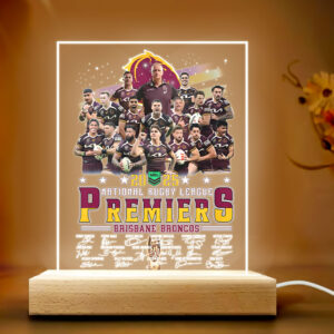 Brisbane Broncos 2025 Premiership 3D Led Light Wooden Base - TANTN17181