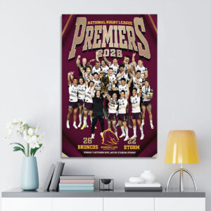 Brisbane Broncos 2025 Premiership Rectangle Canvas With Inner Frame - TANTN17281