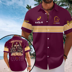 Brisbane Broncos 2025 Premiership Short Sleeve Button-Down Shirt - TANTN17644