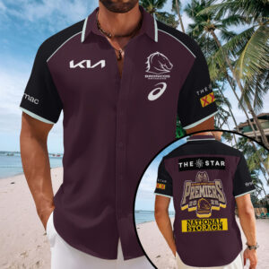 Brisbane Broncos 2025 Premiership Short Sleeve Button-Down Shirt - TANTN17703