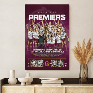 Brisbane Broncos Premiers 2025 Rectangle Canvas With Inner Frame - TANTN17893