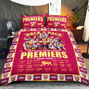 Brisbane Lions 2025 AFL Premiers 3-Piece Duvet Bedding Set - HOATT13754