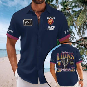 Brisbane Lions 2025 Premiers Short Sleeve Button-Down Shirt - MAITM13416
