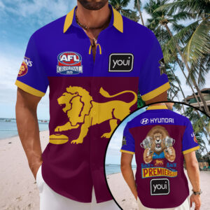 Brisbane Lions 2025 Premiers Short Sleeve Button-Down Shirt - MAITM13421