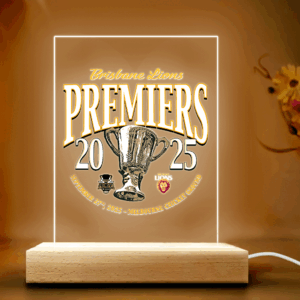 Brisbane Lions Premiers 2025 3D Led Light Wooden Base - TANTN17020