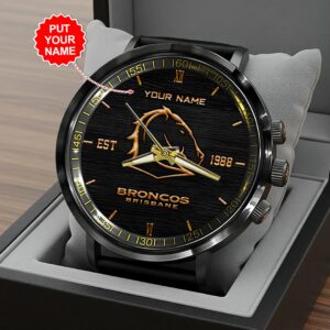 Personalized Brisbane Broncos Black Stainless Steel Watch - HOATT13730