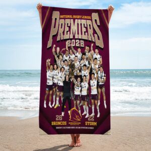 Brisbane Broncos 2025 NRL Premiers Rectangle Beach Towel - HOATT13729