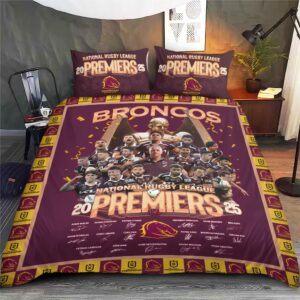 Brisbane Broncos 2025 Premiers 3-Piece Duvet Bedding Set - HOATT13742