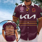 Brisbane Broncos 2025 NRL Premiers Short Sleeve Button-Down Shirt - HOATT14004