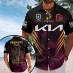Brisbane Broncos 2025 NRL Premiers Short Sleeve Button-Down Shirt - HOATT13942