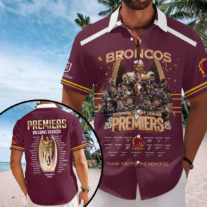 Brisbane Broncos 2025 Premiership Short Sleeve Button-Down Shirt - TANTN17655