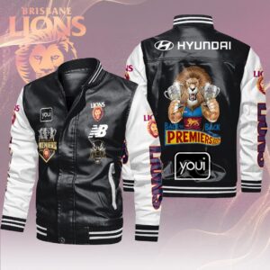 Brisbane Lions 2025 AFL Premiers Leather Bomber Jacket - HOATT14091