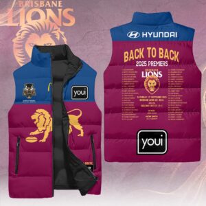 Brisbane Lions 2025 AFL Premiers 3D Sleeveless Down Jacket - HOATT14079