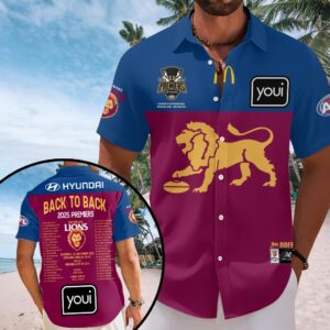 Brisbane Lions 2025 AFL Premiers Short Sleeve Button-Down Shirt - HOATT13940