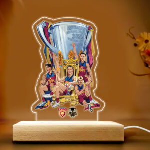 Brisbane Lions Premiers 2025 3D Led Light Wooden Base - TANTN17019