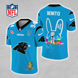 Carolina Panthers x Bad Bunny 3D Football Jersey - MAITM13303