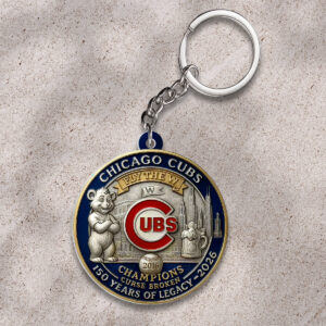 Chicago Cubs 150th Anniversary Custom Shape 2-sided Keychain - HOATT13529