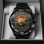 Chicago Cubs 155th Anniversary Black Stainless Steel Watch - TANTN17996